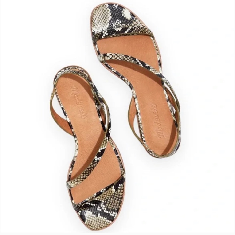 Madewell The Heidi Slingback Sandal Snake Embossed Leather Women's Size 6.5